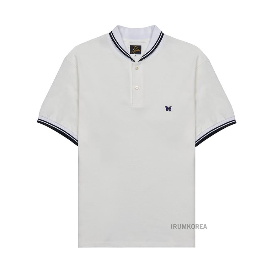 NEEDLES Men’s Shawl Polo T-Shirt QV354A OFF WHITE
