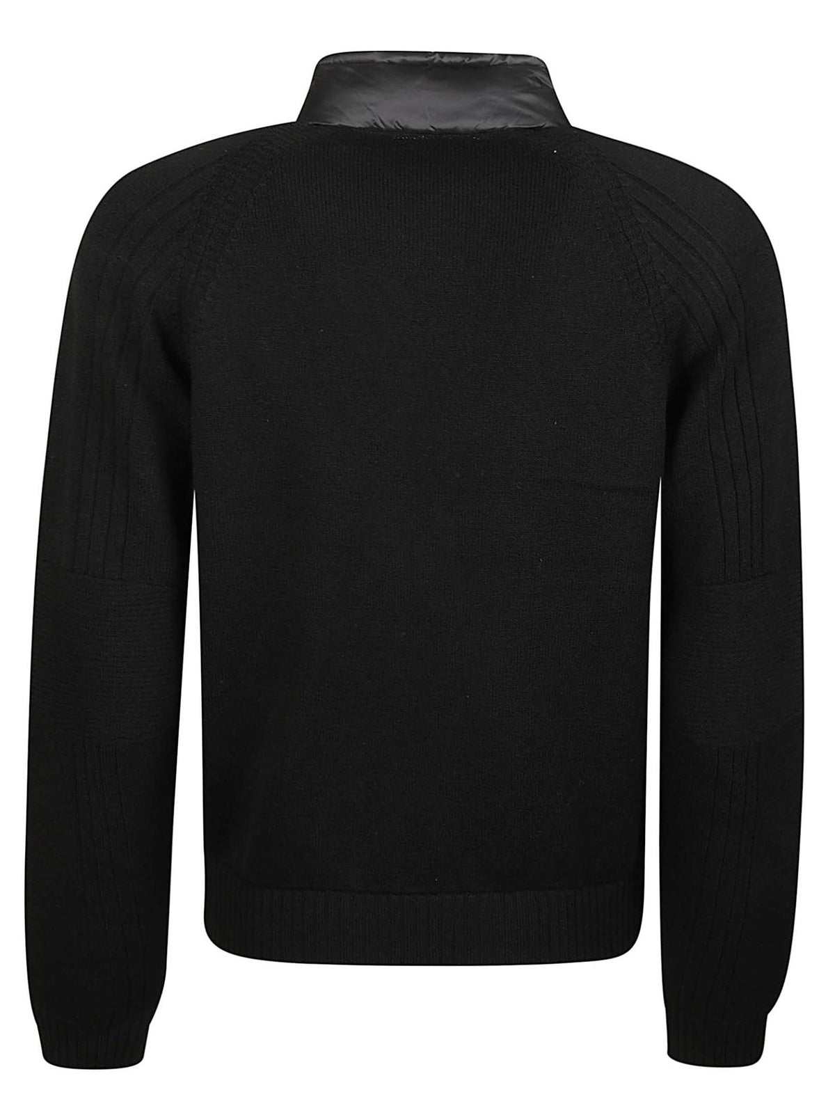 Moncler Black Wool Zip-Up Knit Jacket