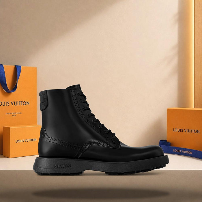 Louis Vuitton Black Bastille Combat Boots Chelsea Boots Men