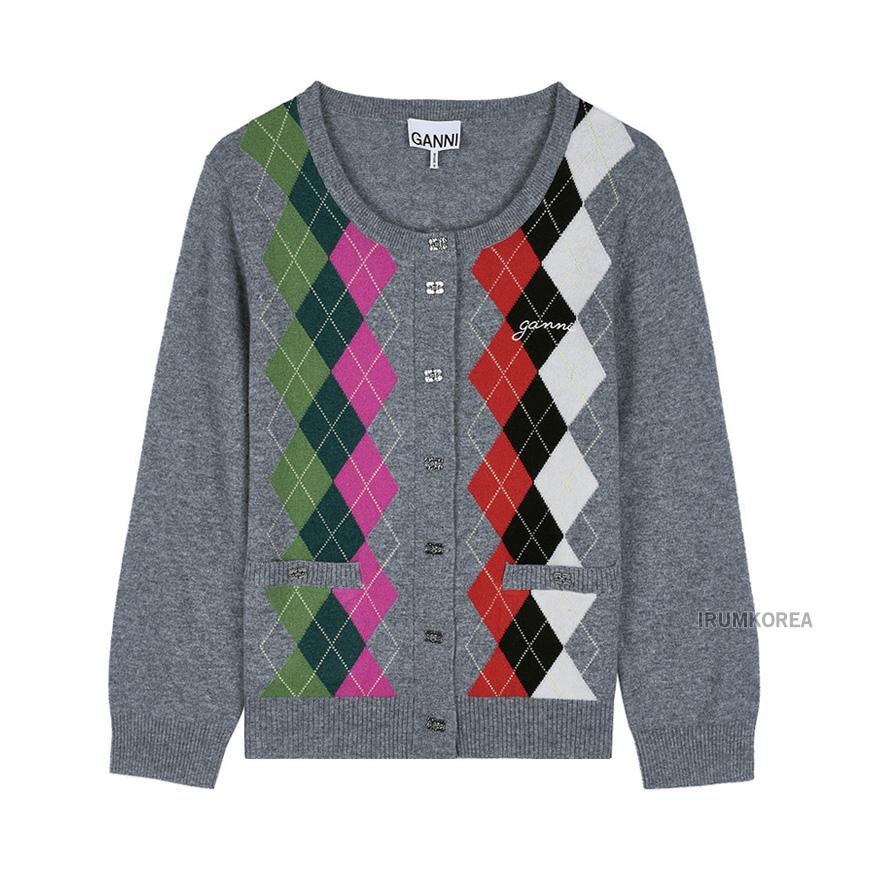 GANNI Women’s Checked Knit Cardigan K2512 921
