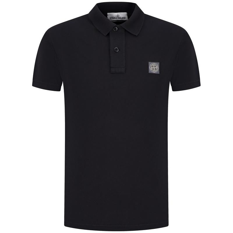 STONE ISLAND Logo Patch Men’s Cotton Polo Shirt Black