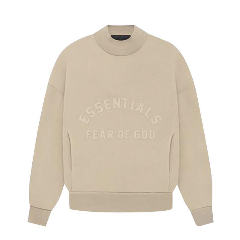 Fear of God Essentials Beige Black Crewneck Sweatshirt Unisex