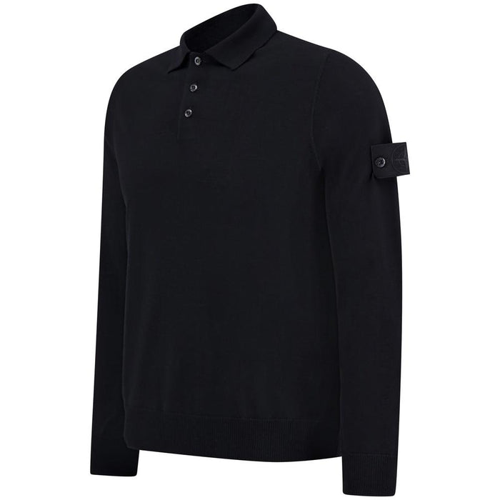 STONE ISLAND Ghost Piece Wool Men’s Polo Knit Sweater Black