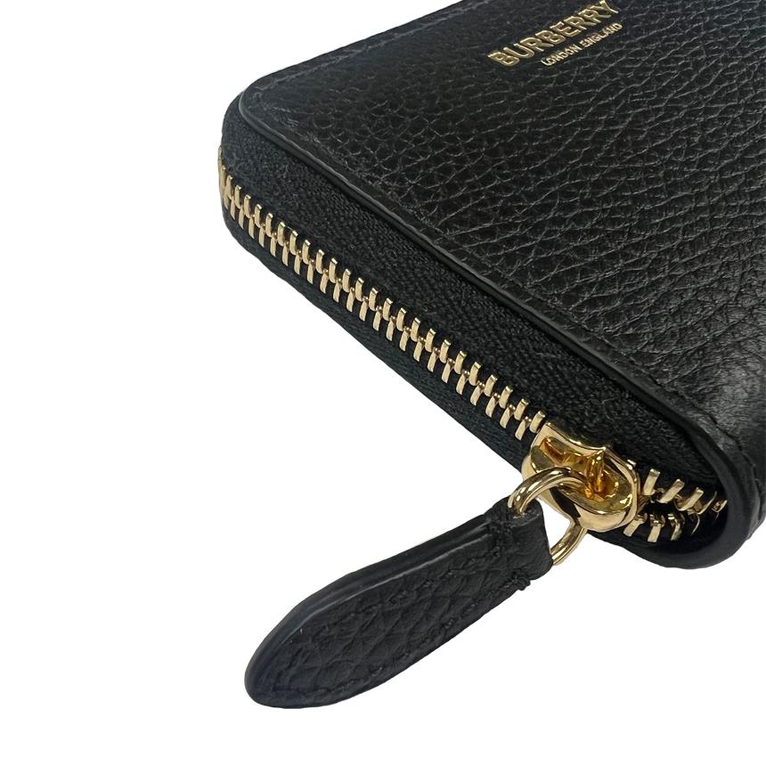 BURBERRY Zip Around Black Leather Card Holder Wallet 80840421 81072621