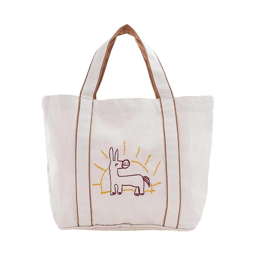 Wild Donkey Natural Mustard Donkey Scribble Canvas Tote Bag Unisex