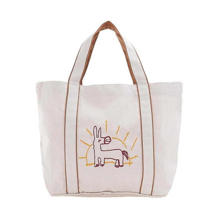 Wild Donkey Natural Mustard Donkey Scribble Canvas Tote Bag Unisex