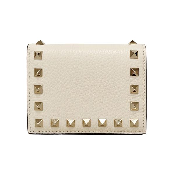 VALENTINO Rockstud Ivory Leather Small Wallet 8W2P0P39 VSH I16