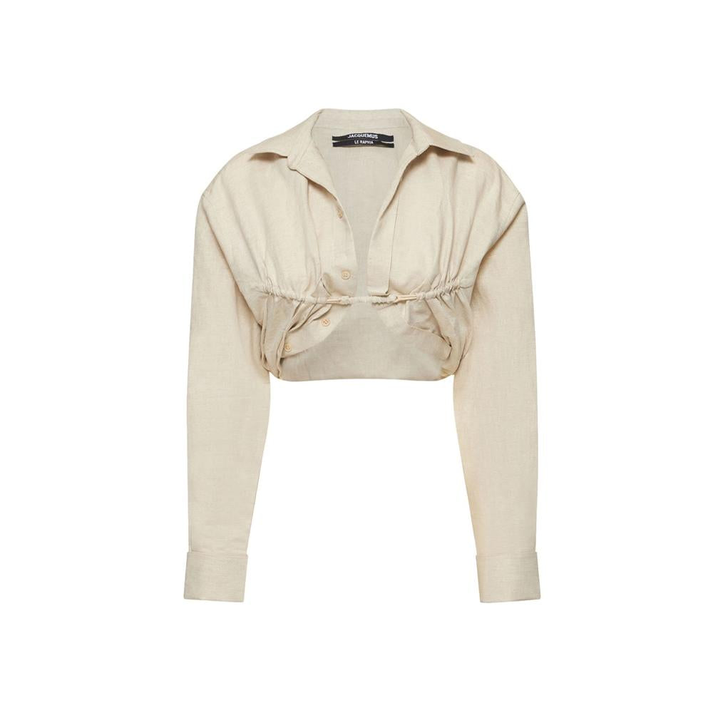 JACQUEMUS La Chemise Machou Bolero Shirt White Cotton