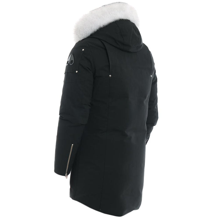 Moose Knuckles Black Down Jacket with White Fur Trim MK4661MP 290