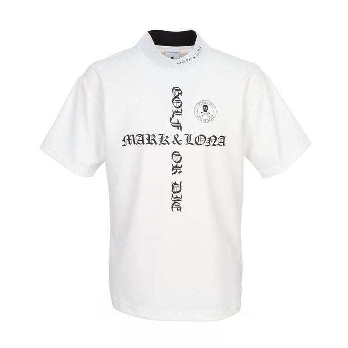 MARK&LONA Men’s Golf Mock Neck Short Sleeve T-Shirt White
