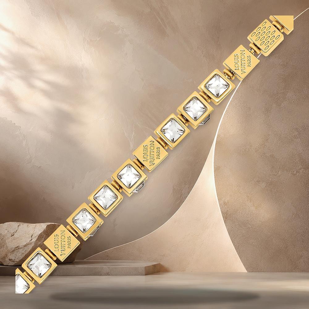 Louis Vuitton Gold-Tone Metal LV Cube Bracelet M04126