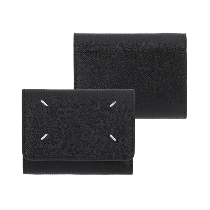 Maison Margiela Stitch Grain Leather Bifold Wallet Black Unisex