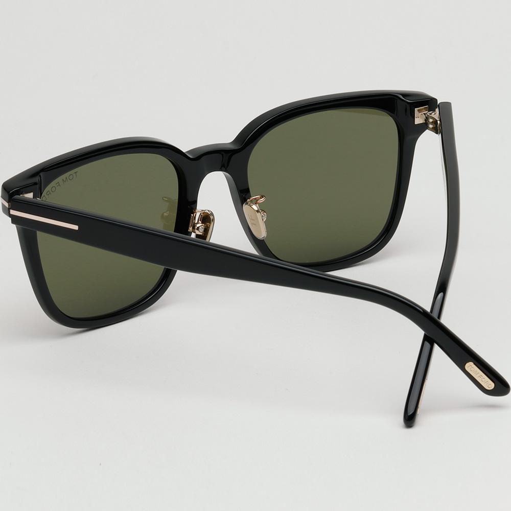 TOM FORD Dark Green Tint Square Black Acetate Sunglasses Unisex TF1135K 01N