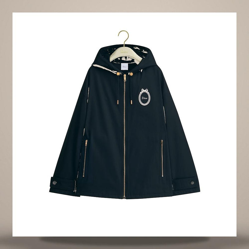 DIOR Medallion Embroidered Anorak Navy Blue Cotton Silk Gabard 627C61A3A07 X5645