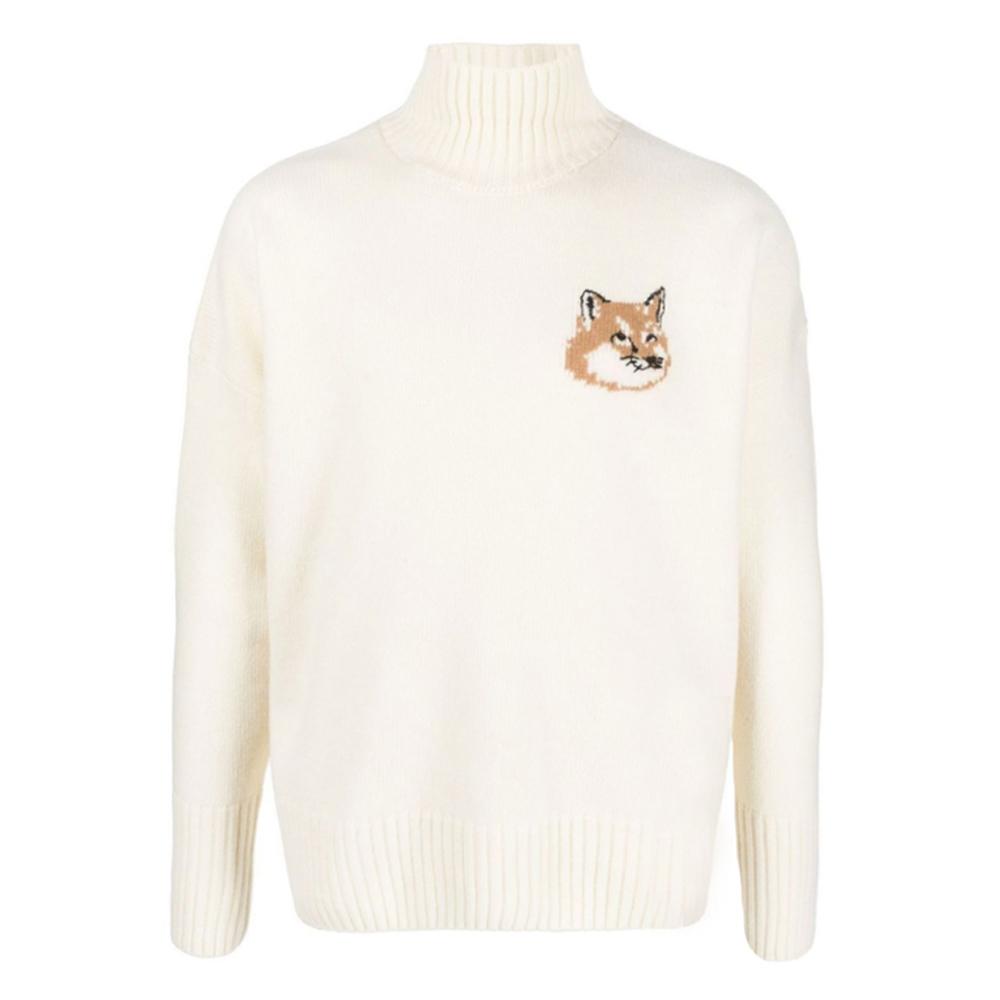 Maison Kitsune Fox Logo Oversized Turtleneck Knit Sweater JM00560KT1063 P700