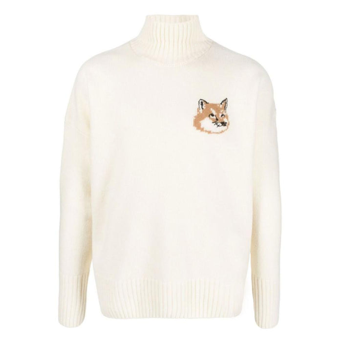 Maison Kitsune Fox Logo Oversized Turtleneck Knit Sweater JM00560KT1063 P700
