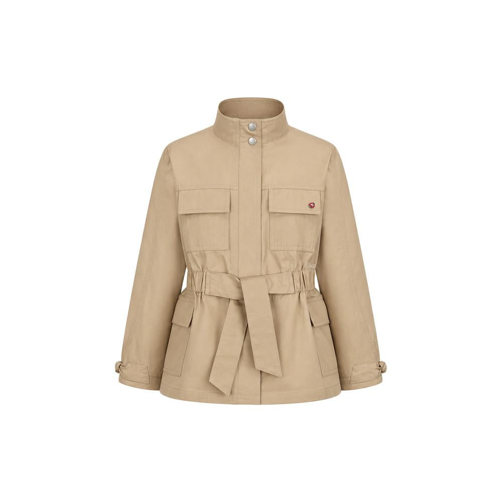 DIOR Beige Stand Collar Belted Safari Jacket for Women 6WBM11PEAB 028