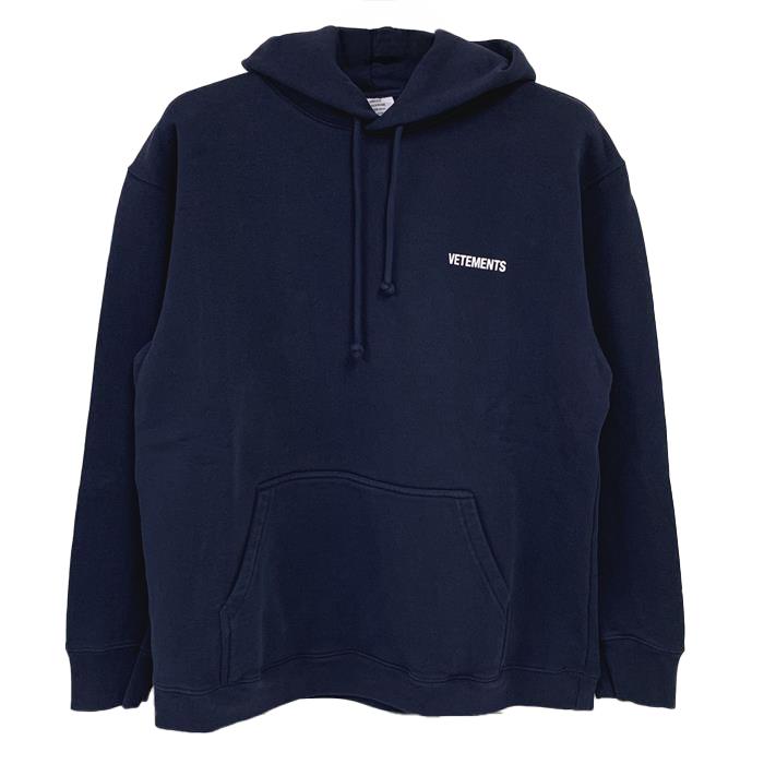 Vetements Unisex Small Logo Hoodie Black Cotton Pullover