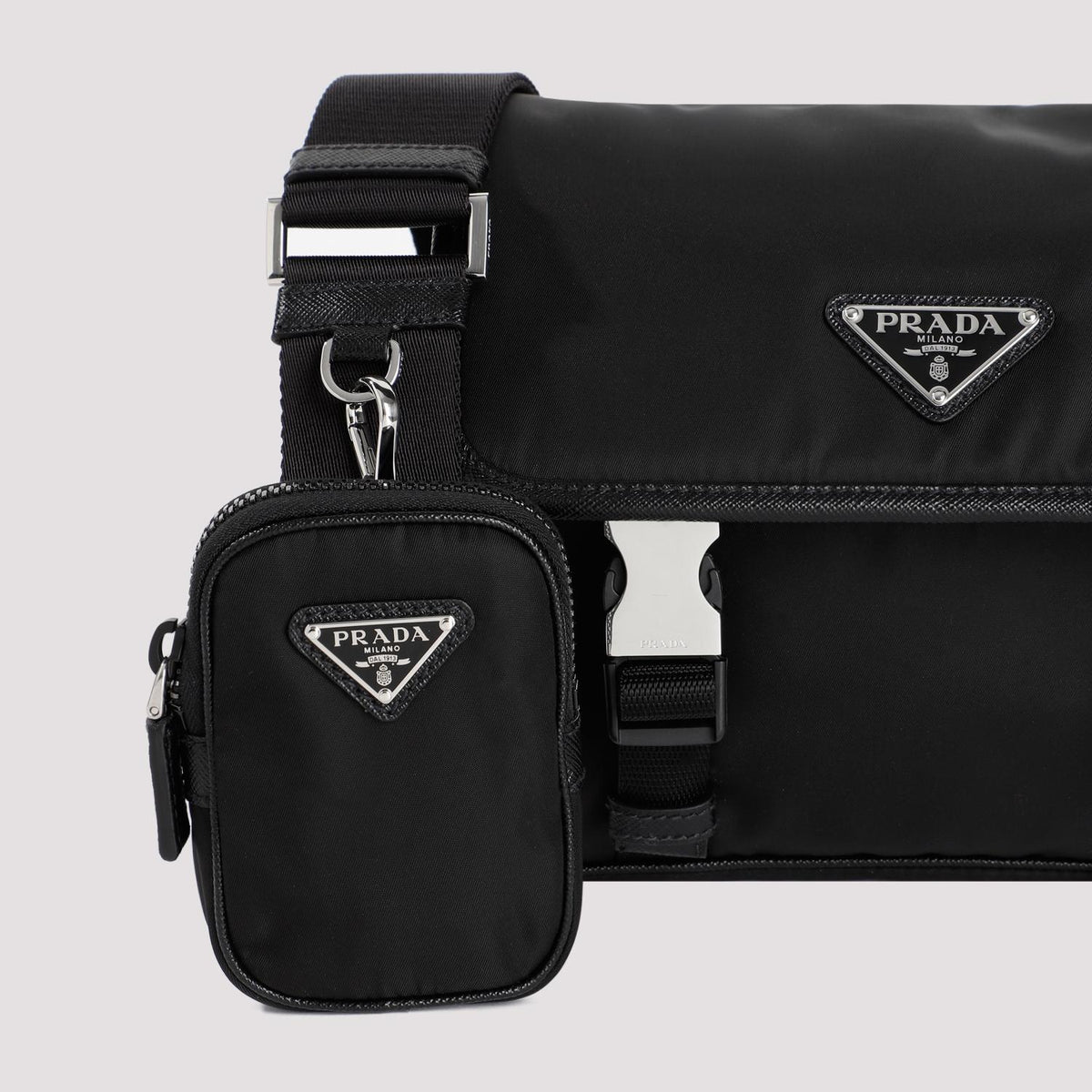 PRADA Black Leather Shoulder Crossbody Bag