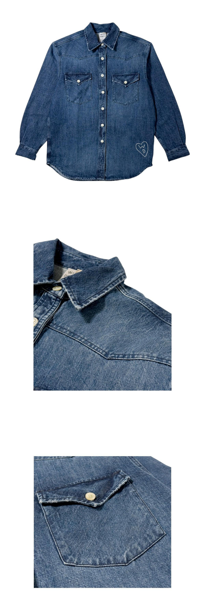 Wild Donkey TRISH Denim Long Sleeve Shirt Navy