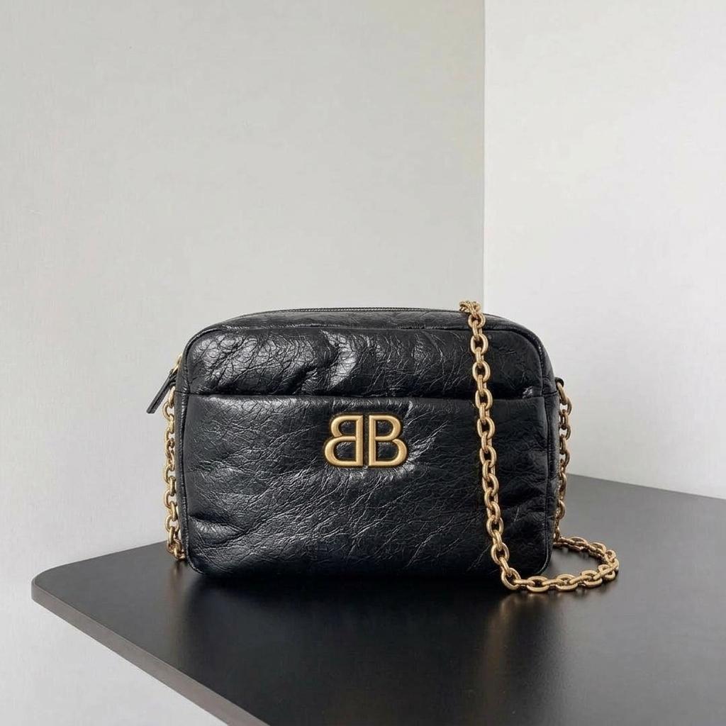 BALENCIAGA Monaco Small Camera Shoulder Bag Women Black Tote