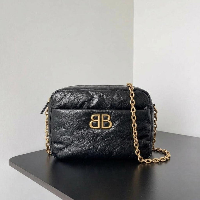 BALENCIAGA Monaco Small Camera Shoulder Bag Women Black Tote