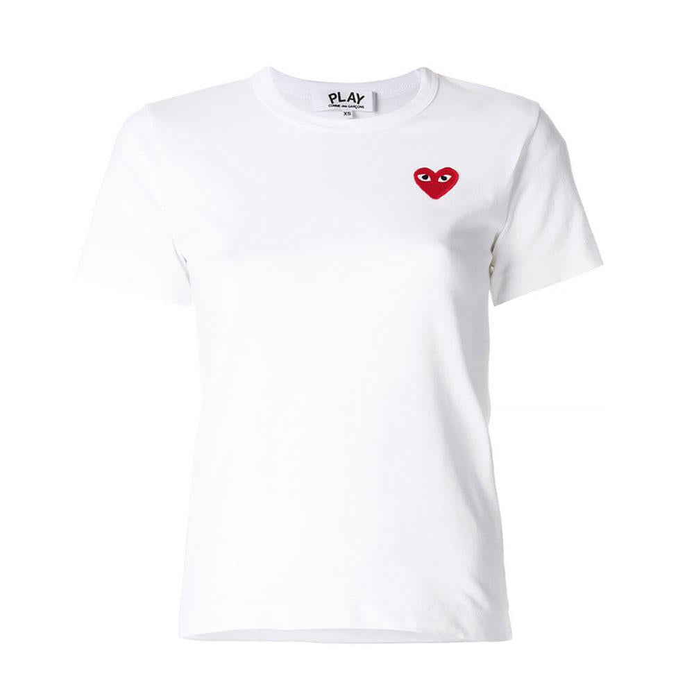 Comme des Garcons Women's Classic Red Heart Short-Sleeve T-Shirt White P1T1072