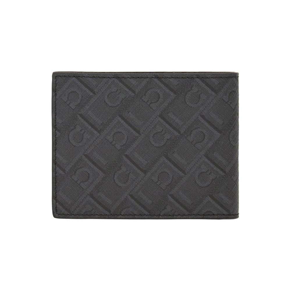 Ferragamo Logo Print Black Bifold Wallet for Men 1582 0780324