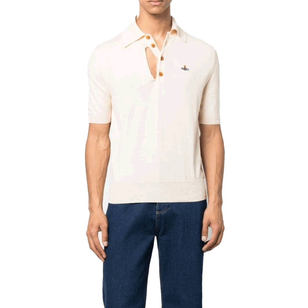 Vivienne Westwood Ribbed Short Sleeve Polo Knit Sweater for Men
