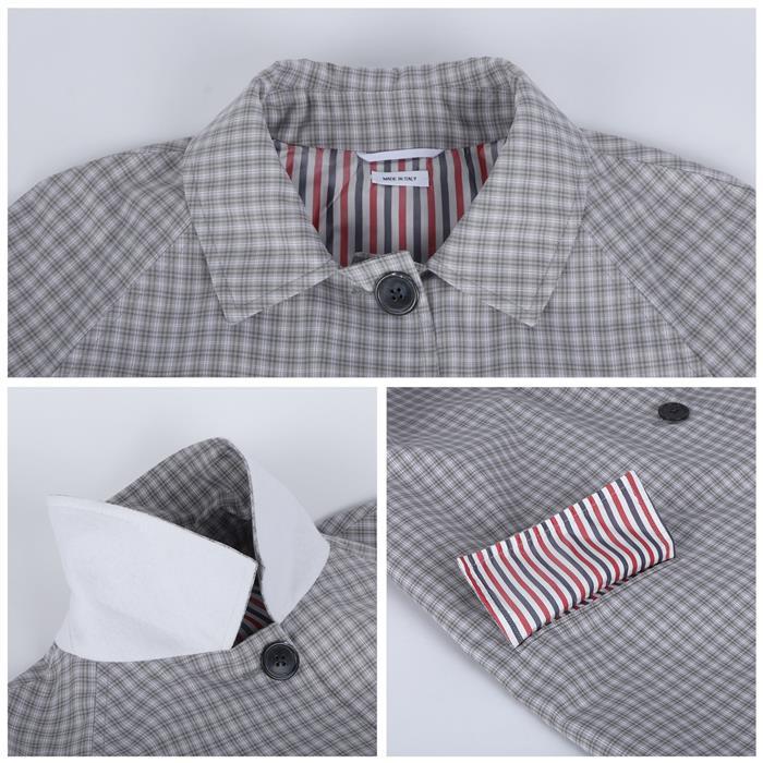 THOM BROWNE Check Tech Canvas Cropped Car Coat FOC834A F0495 035
