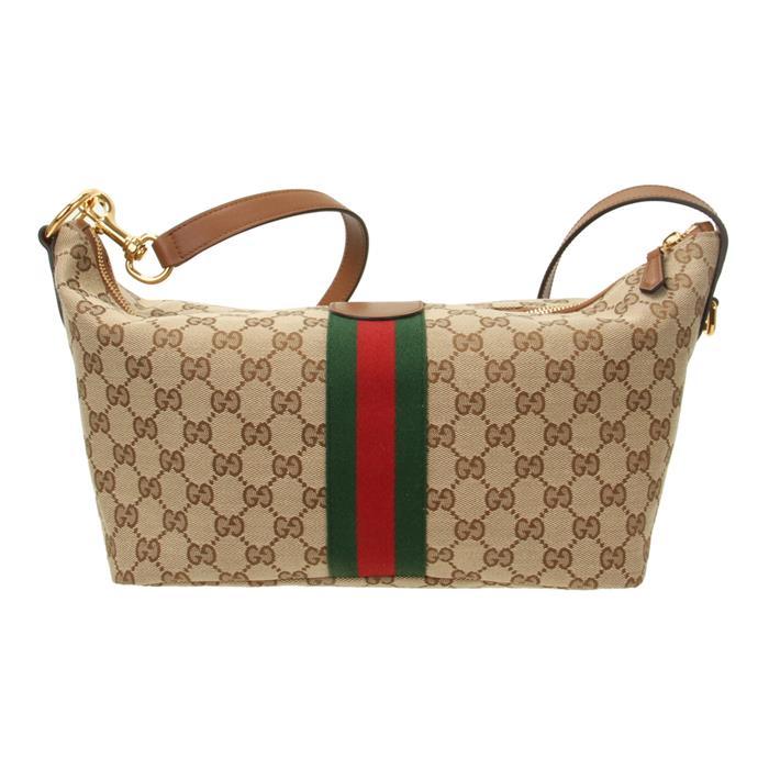 GUCCI Medium Vanity Top Handle Shoulder Bag Beige Brown Leather