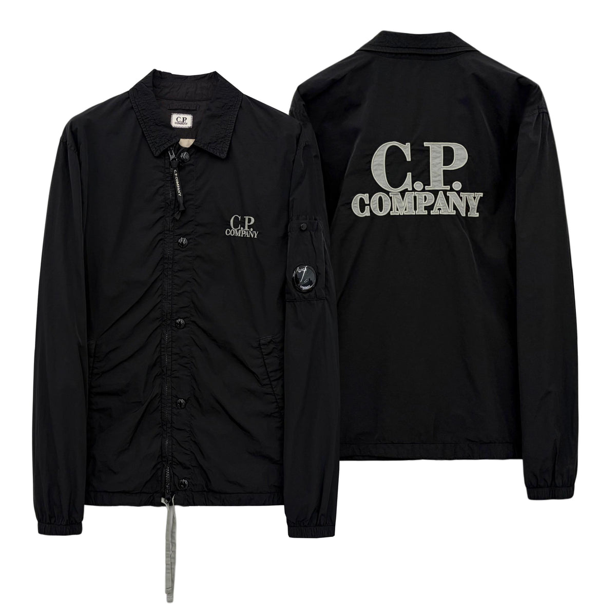CP Company Graphic Zip-Up Overshirt Black Men's Jacket CMOS 007A