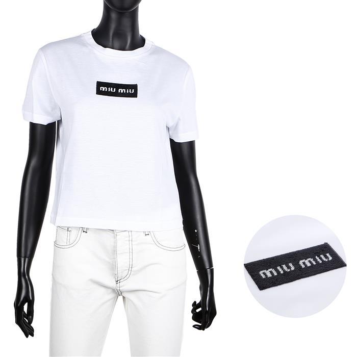 Miu Miu Cotton Jersey Short Sleeve T-Shirt MJN495 14AT F0009