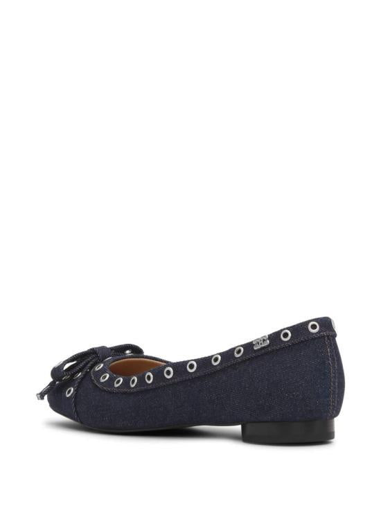 GANNI Leather Ballet Flats S2756642 DARK NAVY DOM