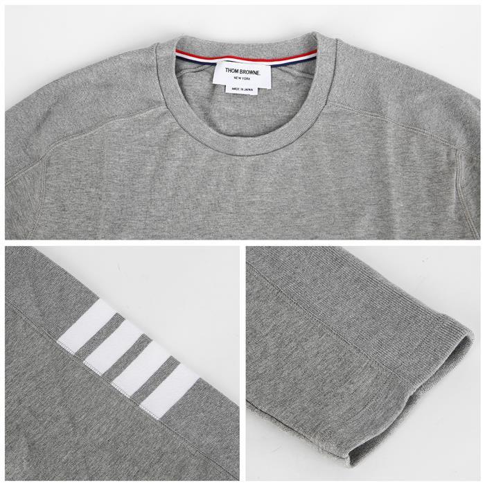 THOM BROWNE Diagonal Armband Long Sleeve T-Shirt Gray Men