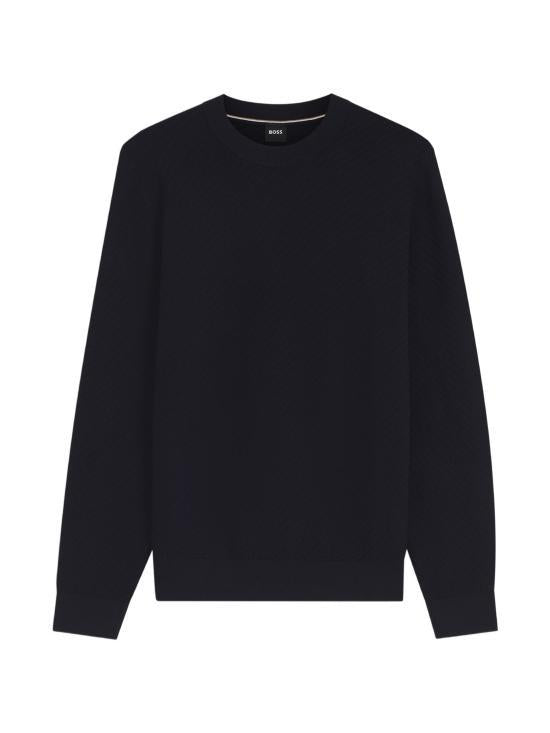 HUGO BOSS Dark Blue Cotton Crewneck Sweater Men’s
