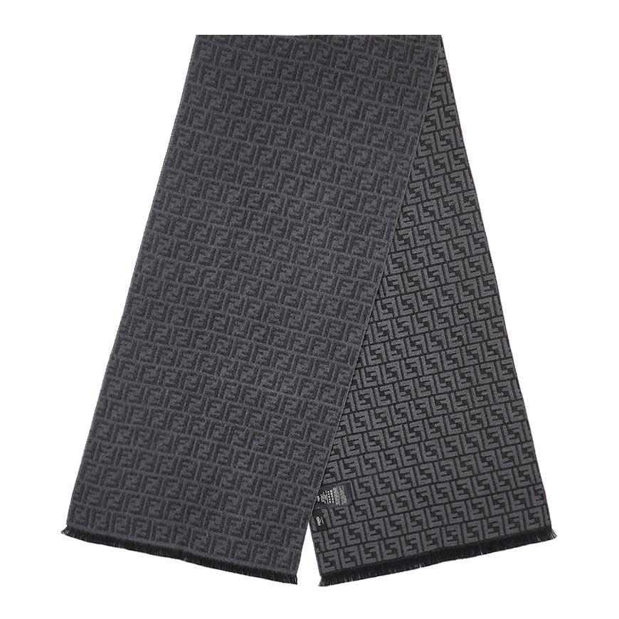 FENDI Men FF Logo Wool Scarf Navy/Blue