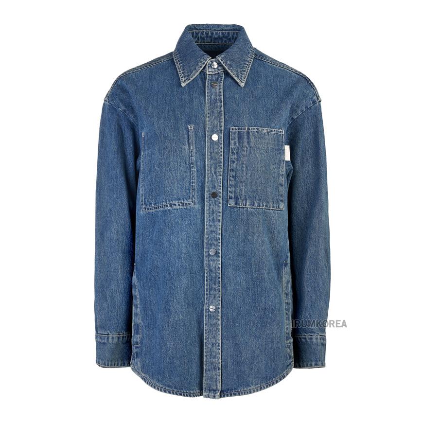 WOOYOUNGMI Blue Denim Back Logo Long Sleeve Shirt M243SH17 983L