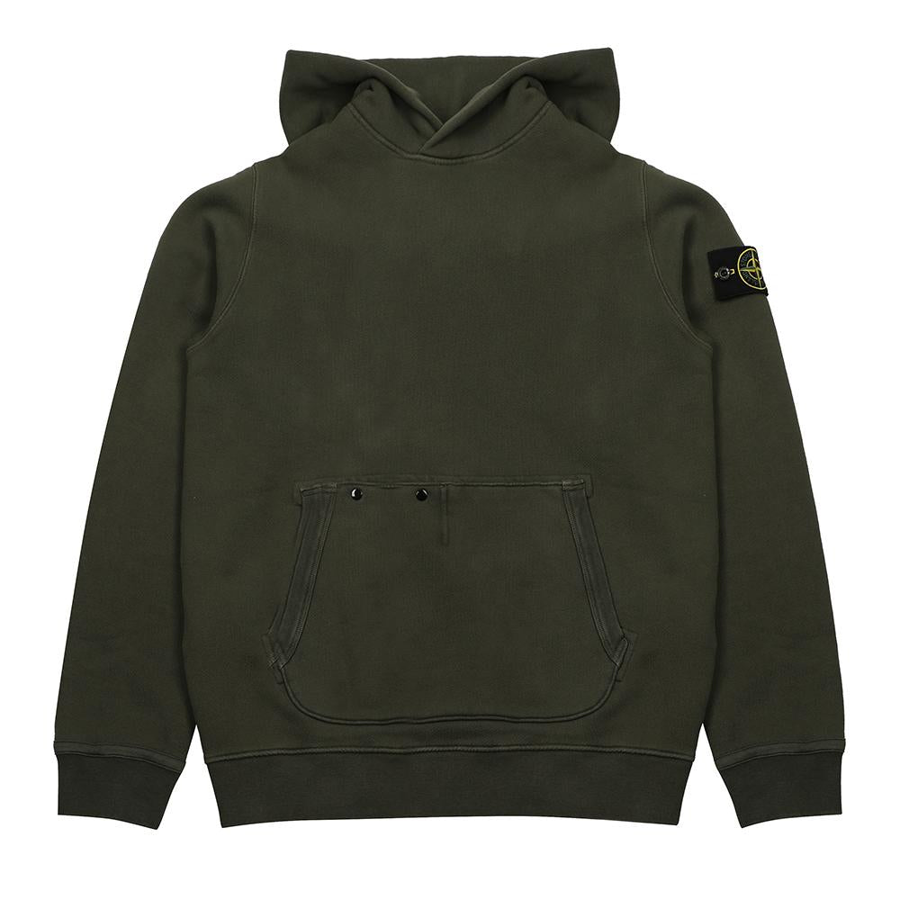 STONE ISLAND Old Effect Cotton Diagonal Fleece Hooded Sweatshirt