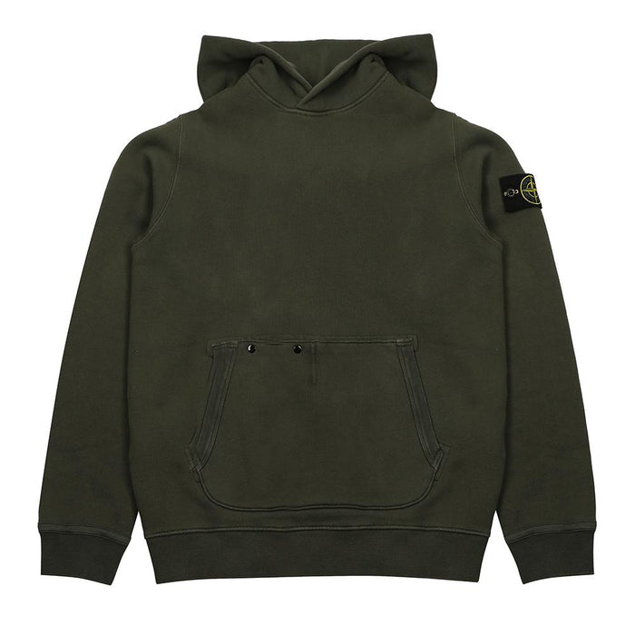 STONE ISLAND Old Effect Cotton Diagonal Fleece Hooded Sweatshirt