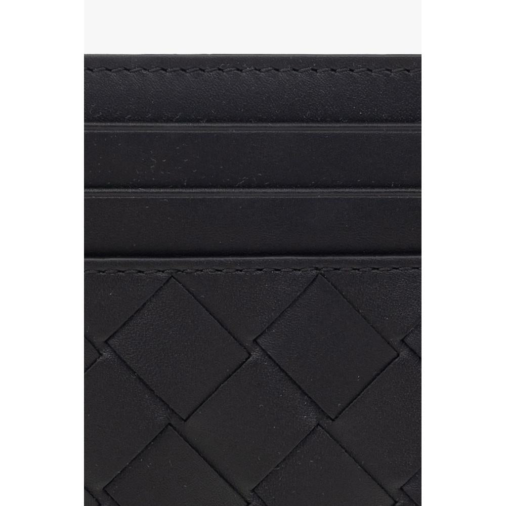 Bottega Veneta Intrecciato Leather Card Holder Black Unisex