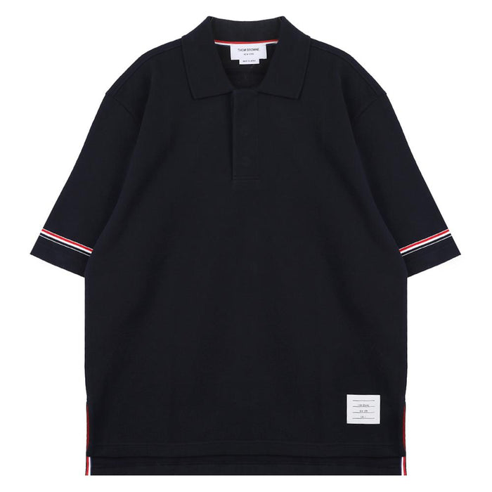 THOM BROWNE Cotton Rugby Polo Shirt Navy