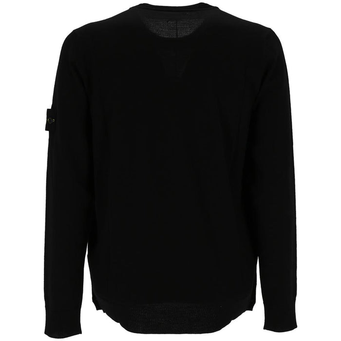 STONE ISLAND Wool Round Neck Knit Sweater Black 7715510C4 V0029