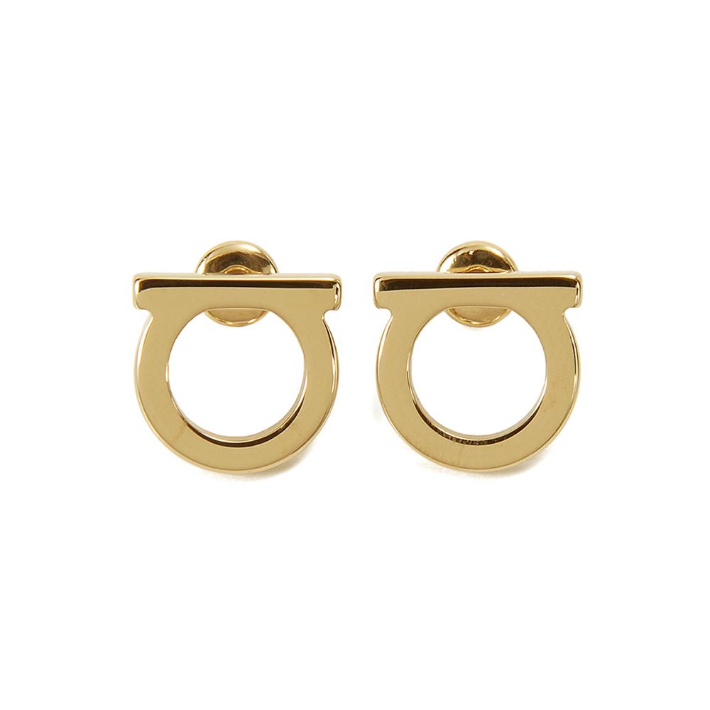 Ferragamo Gancini Logo Large Gold Earrings