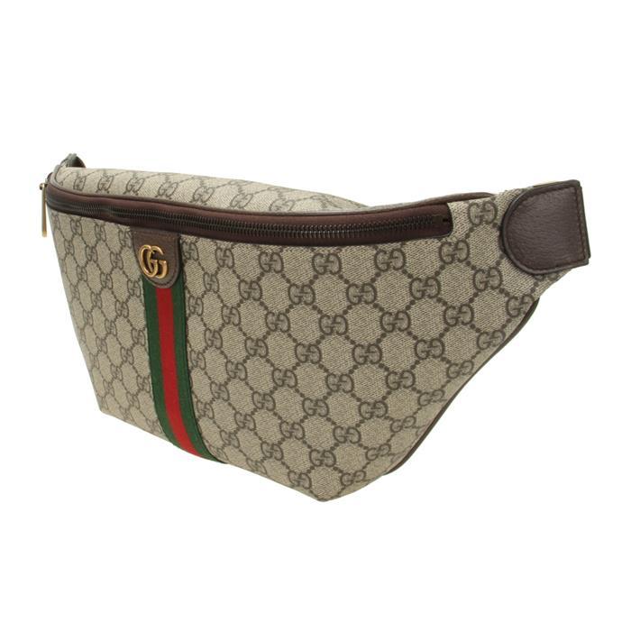 GUCCI Ophidia Large Belt Bag Beige Brown Canvas Leather Trim