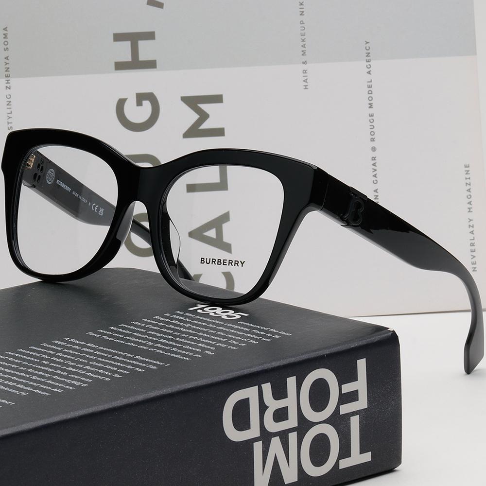 BURBERRY Black Cat-Eye Acetate Eyeglasses Asian Fit Unisex BE2388F 4093