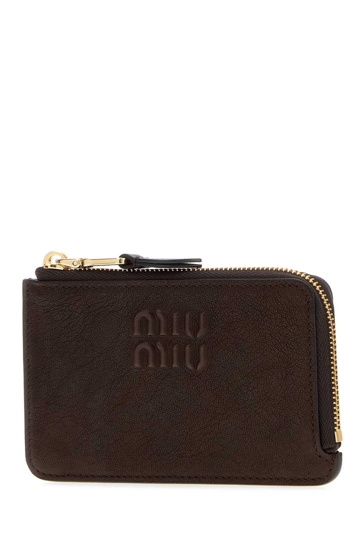 Miu Miu Leather Mid-Size Wallet Navy