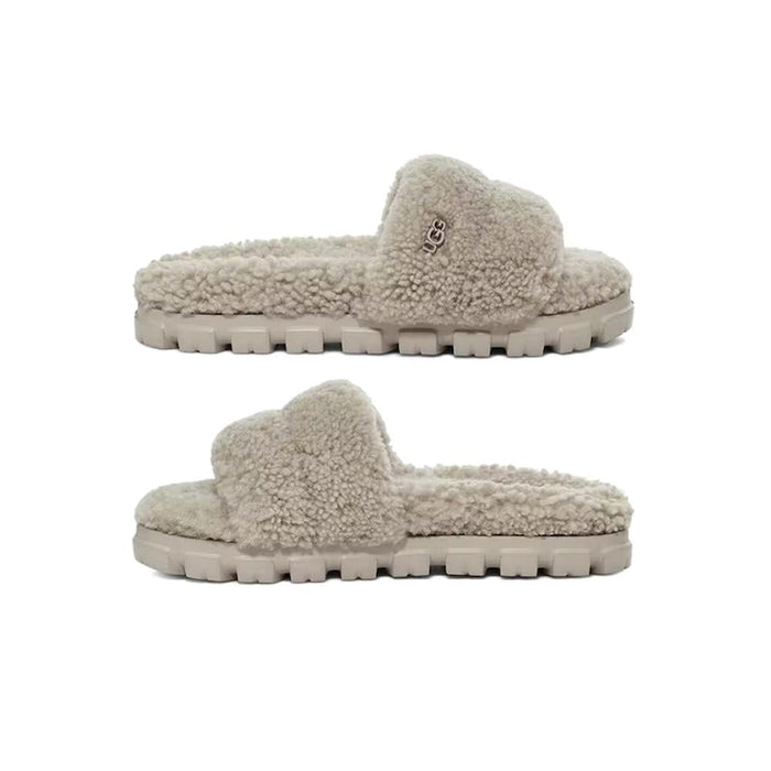 Ugg Cozyta Curly Fur Slippers Light Gray Women’s