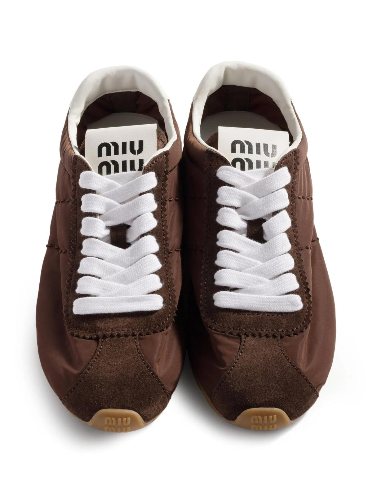 Miu Miu Leather Low-Top Sneakers Brown