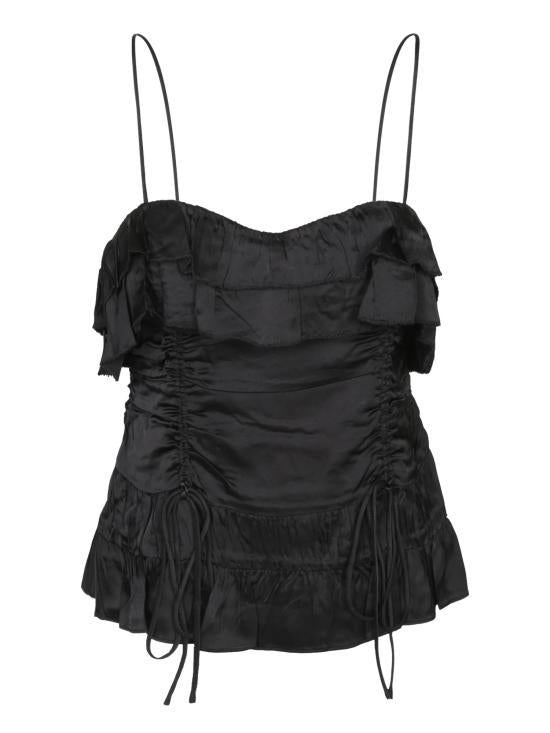 GANNI Black Sleeveless T-Shirt W0382099